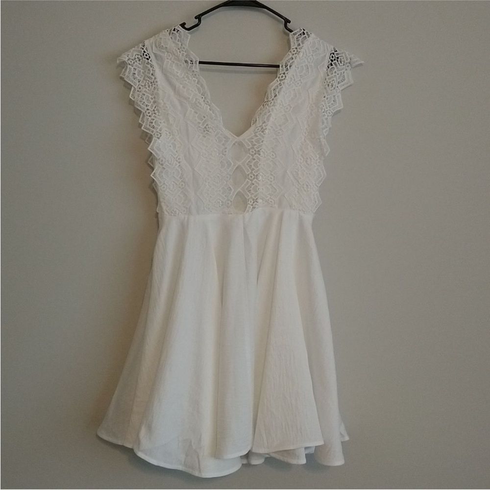 Sandro Elegant White detail Lace Mini Dress, S - Picture 7 of 11